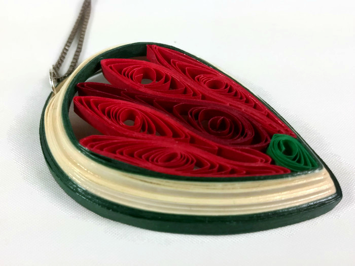 red lotus paper quilled pendant