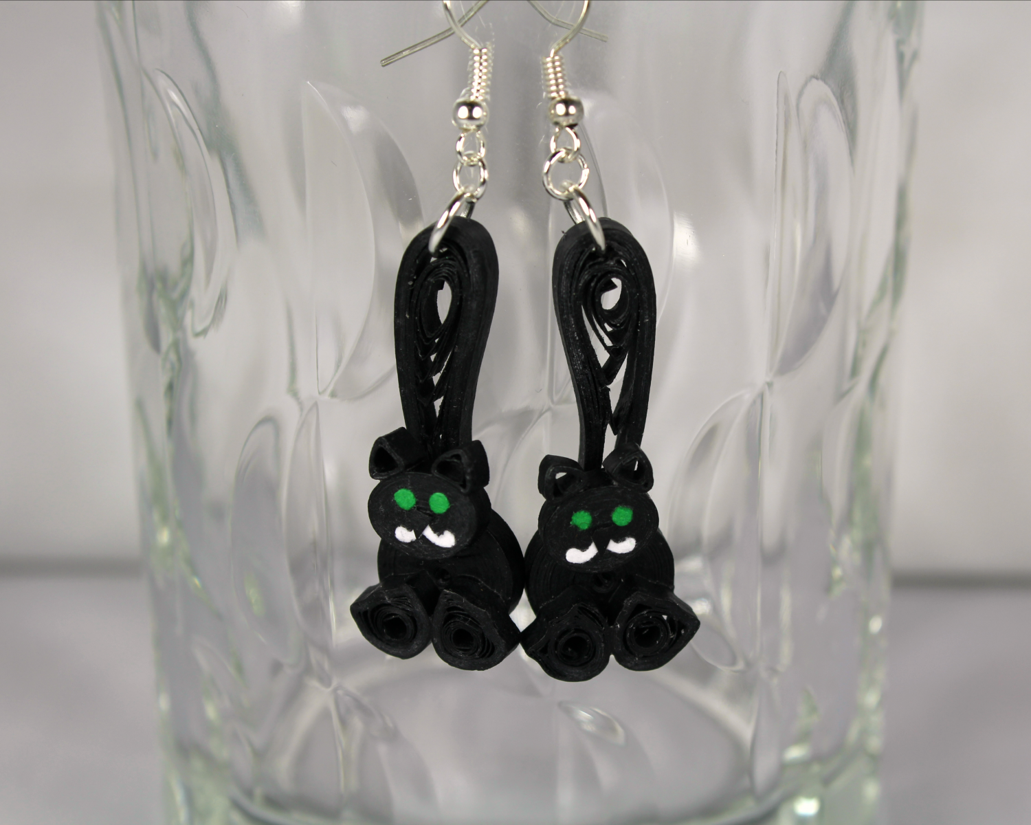 Black Cat Paper Quilled Earrings for Halloween Costume