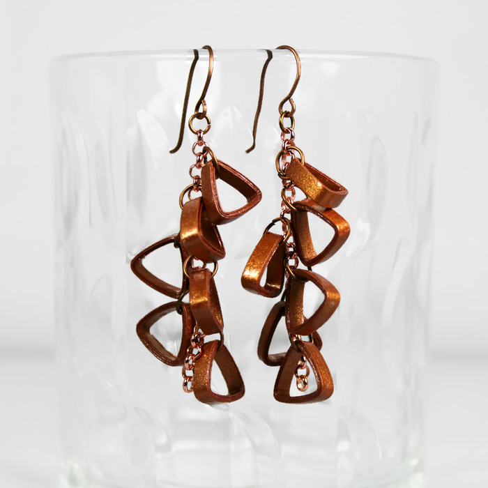 copper cluster earrings handmade paper quilling