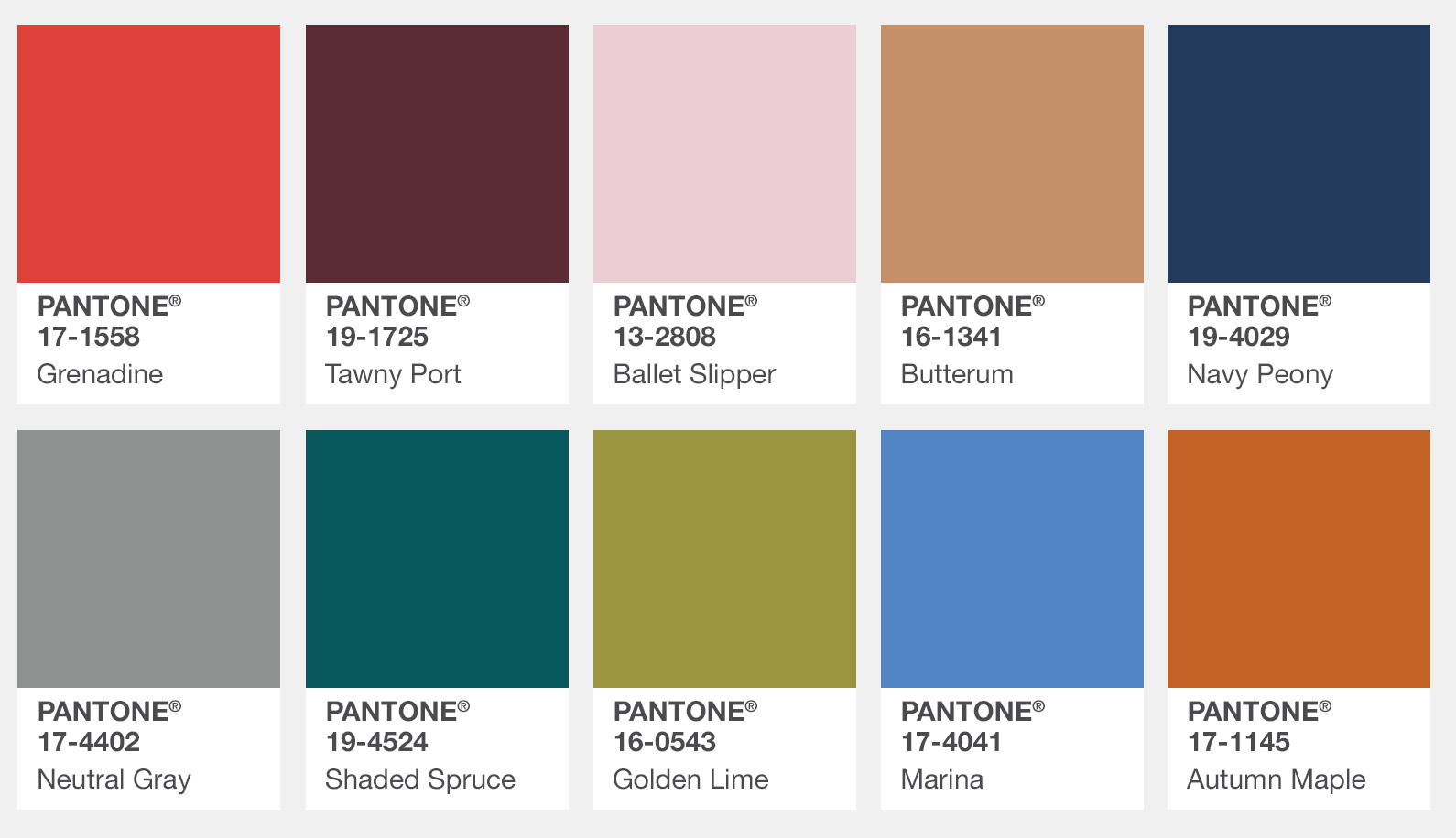 Pantone Fall 2017 Color Palette