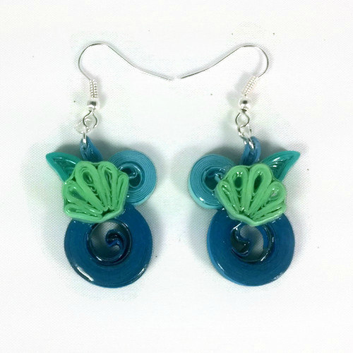 Paper Quilled Seashell Earrings Mermaid Costume